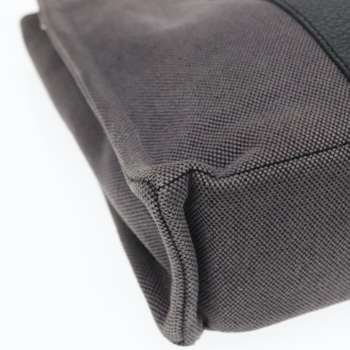 Hermes Sac Harnais Tote Toile and Leather, GRAY, CANVAS, Tote bag