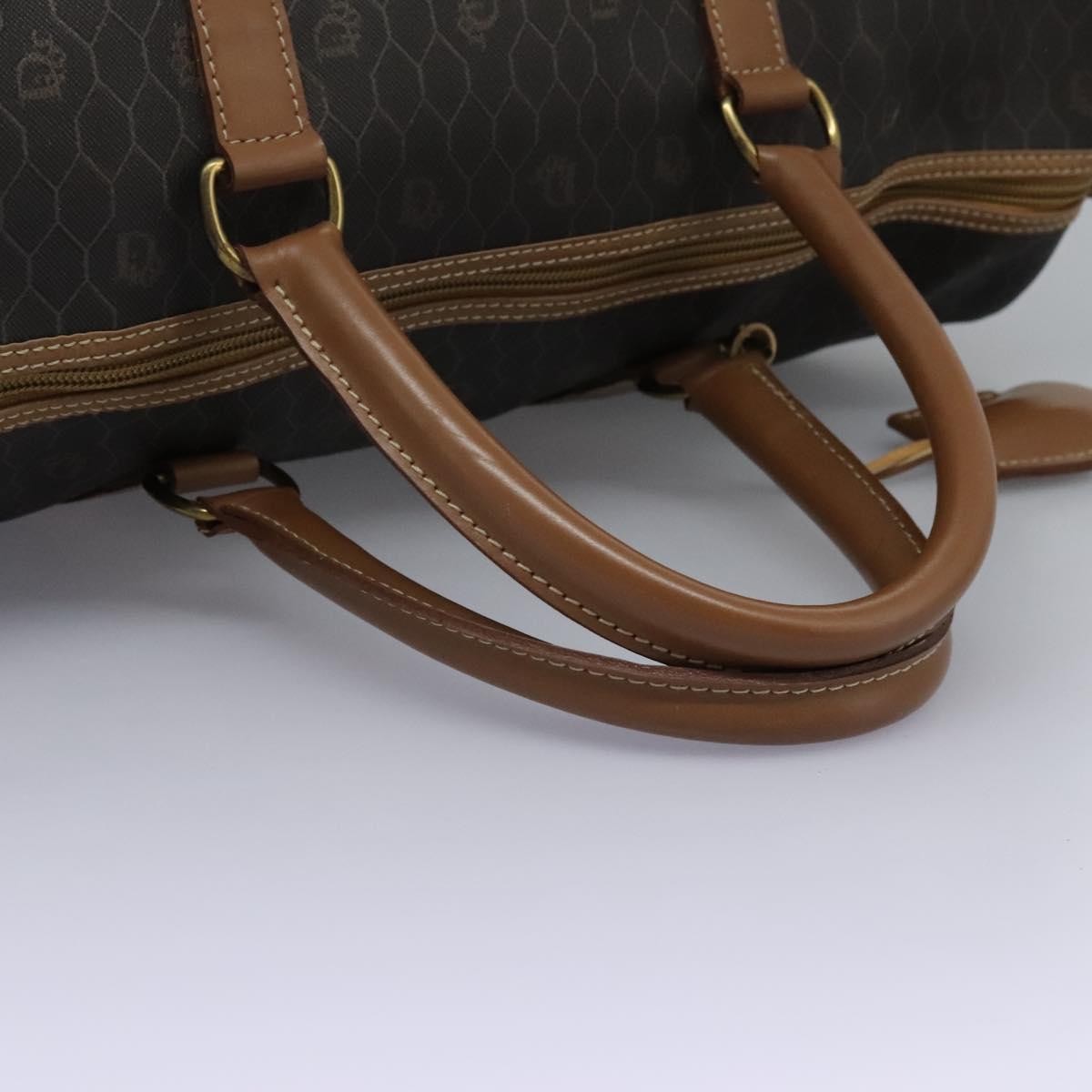 Christian Dior Vintage Honeycomb Boston bag Canvas and Leather, BLACK, PVC, Travel bag