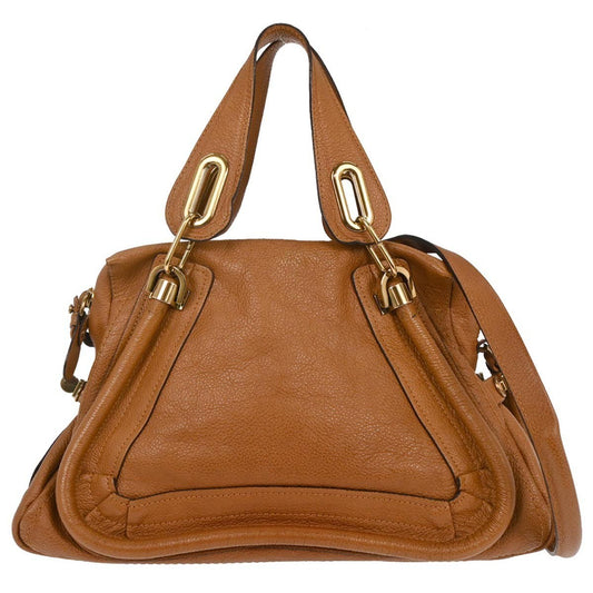 Chloe Paraty Top Handle Bag Leather, BROWN, LEATHER, Handbag