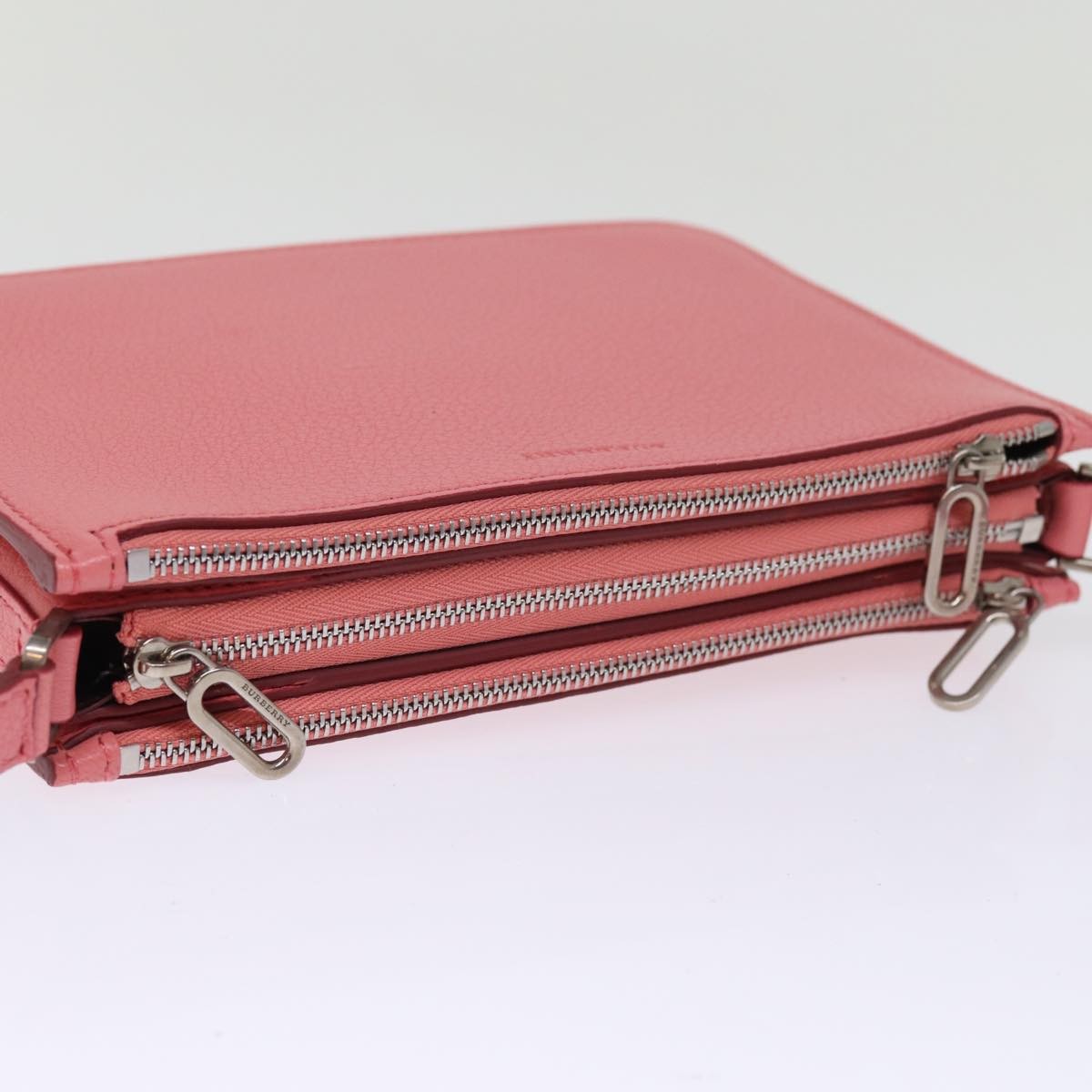 Burberry Penhurst Triple Zip Crossbody Leather, PINK, LEATHER, Shoulder bag