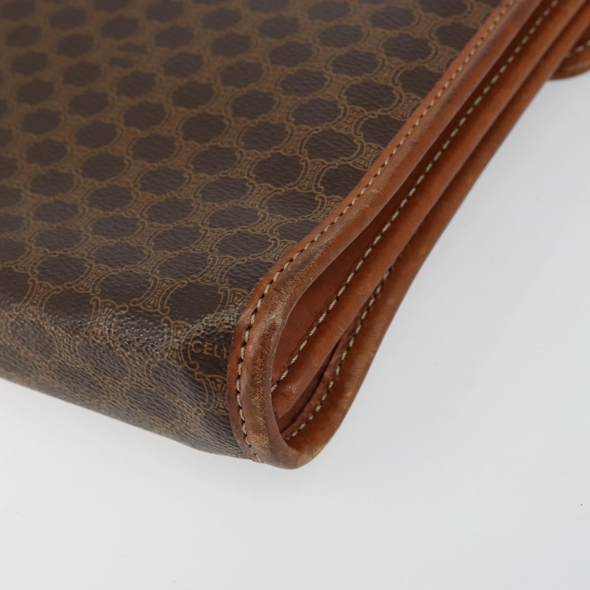 Celine Macadam Pochette Canvas and Leather, BROWN, CANVAS, Clutche & pouche