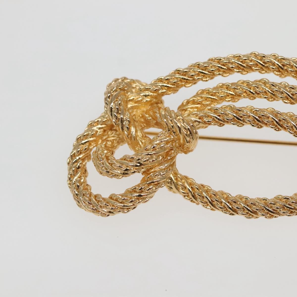 Christian Dior Vintage Logo Bow Safety Pin Brooch Metal, GOLD, METAL, Brooch