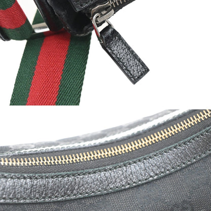 Gucci Half Moon Hobo Messenger GG Canvas, BLACK, CANVAS, Shoulder bag