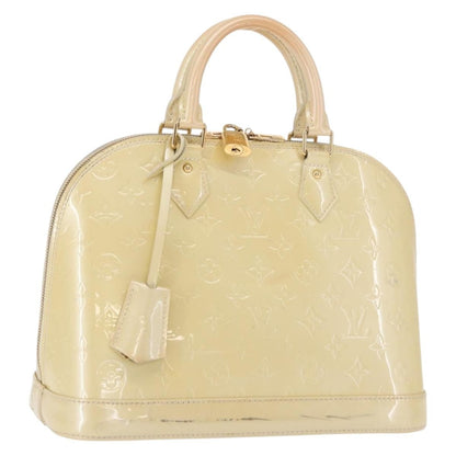 Louis Vuitton Alma Handbag Monogram Vernis, BEIGE, PATENT_LEATHER, Handbag