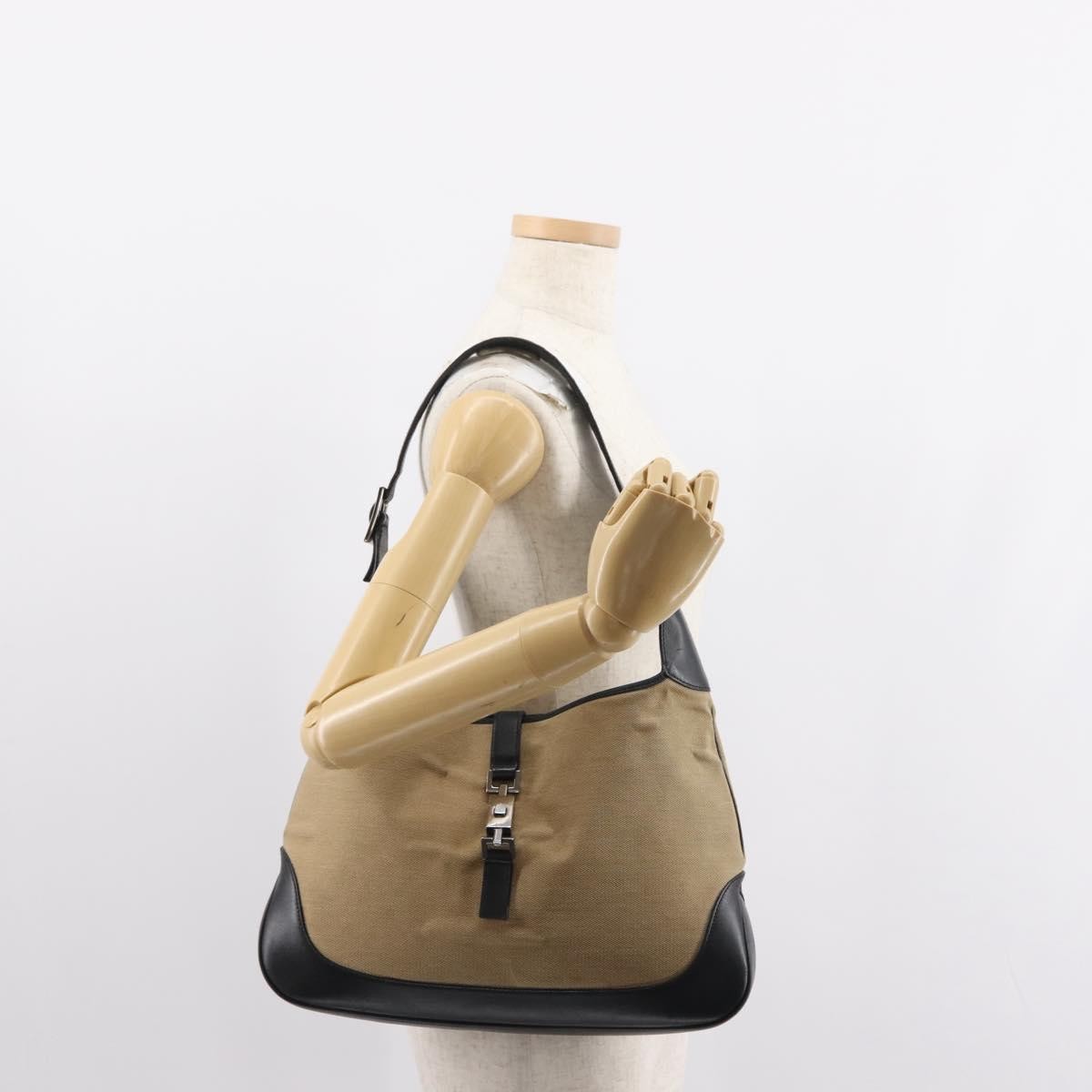 Gucci Vintage Jackie Handbag Canvas, BEIGE, CANVAS, Shoulder bag