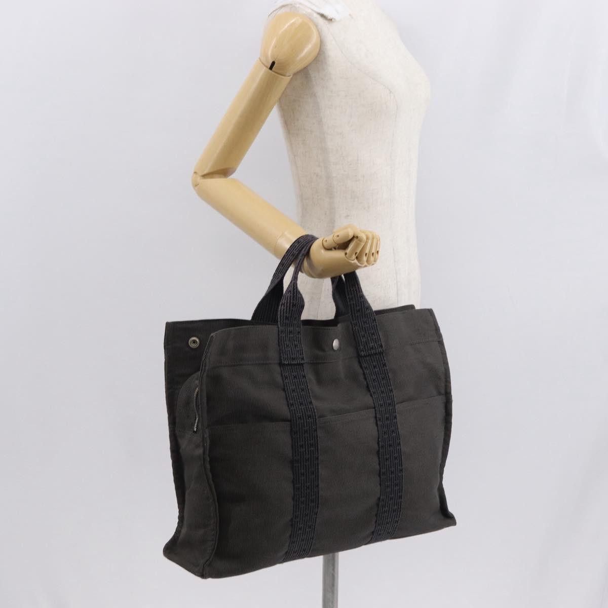 Hermes Fourre-tout Herline Canvas, GRAY, CANVAS, Tote bag