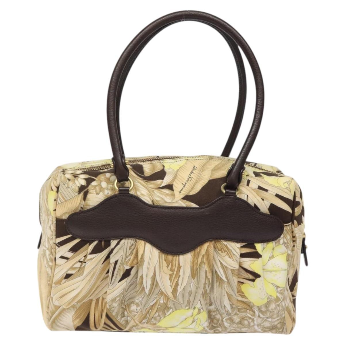 Salvatore Ferragamo Gancini Shoulder Bag Canvas, BEIGE, CANVAS, Shoulder bag