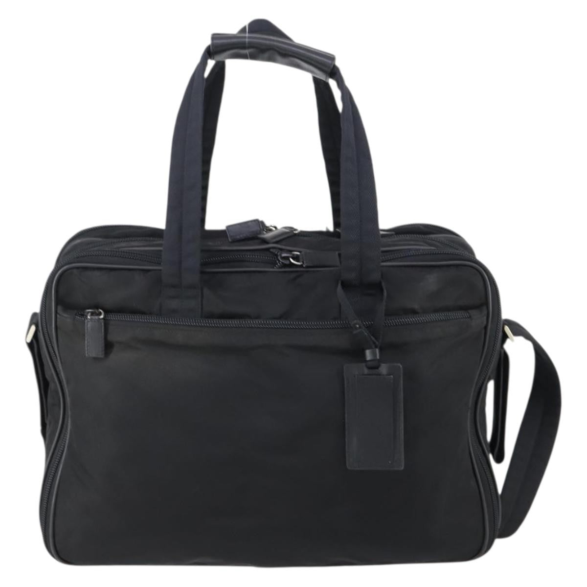 Prada Porta Computer Briefcase Tessuto and Saffiano Leather, BLACK, NYLON, Briefcase