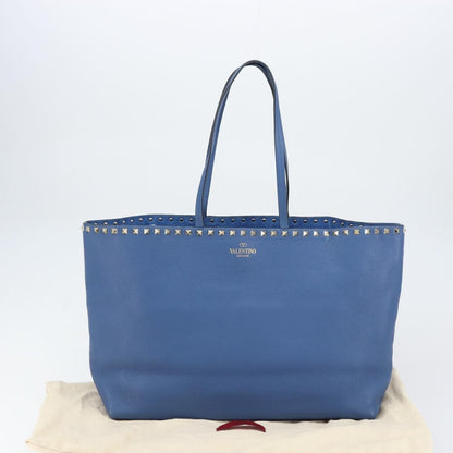 Valentino Garavani Rockstud Shopper Tote Leather, BLUE, LEATHER, Tote bag