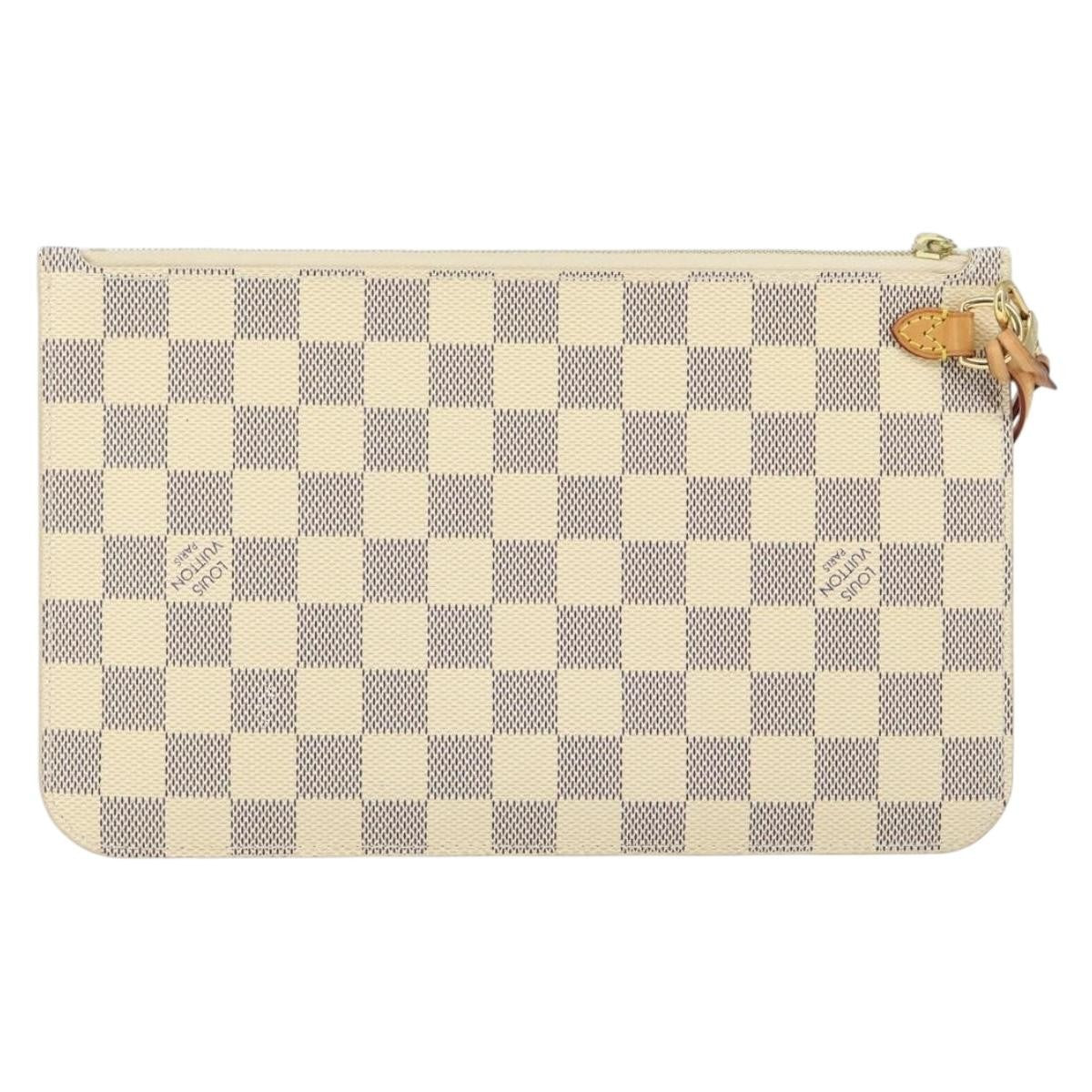 Louis Vuitton Neverfull Pochette Damier, WHITE, CANVAS, Clutche & pouche