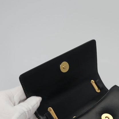 Salvatore Ferragamo Gancini handbag Leather, BLACK, LEATHER, Handbag