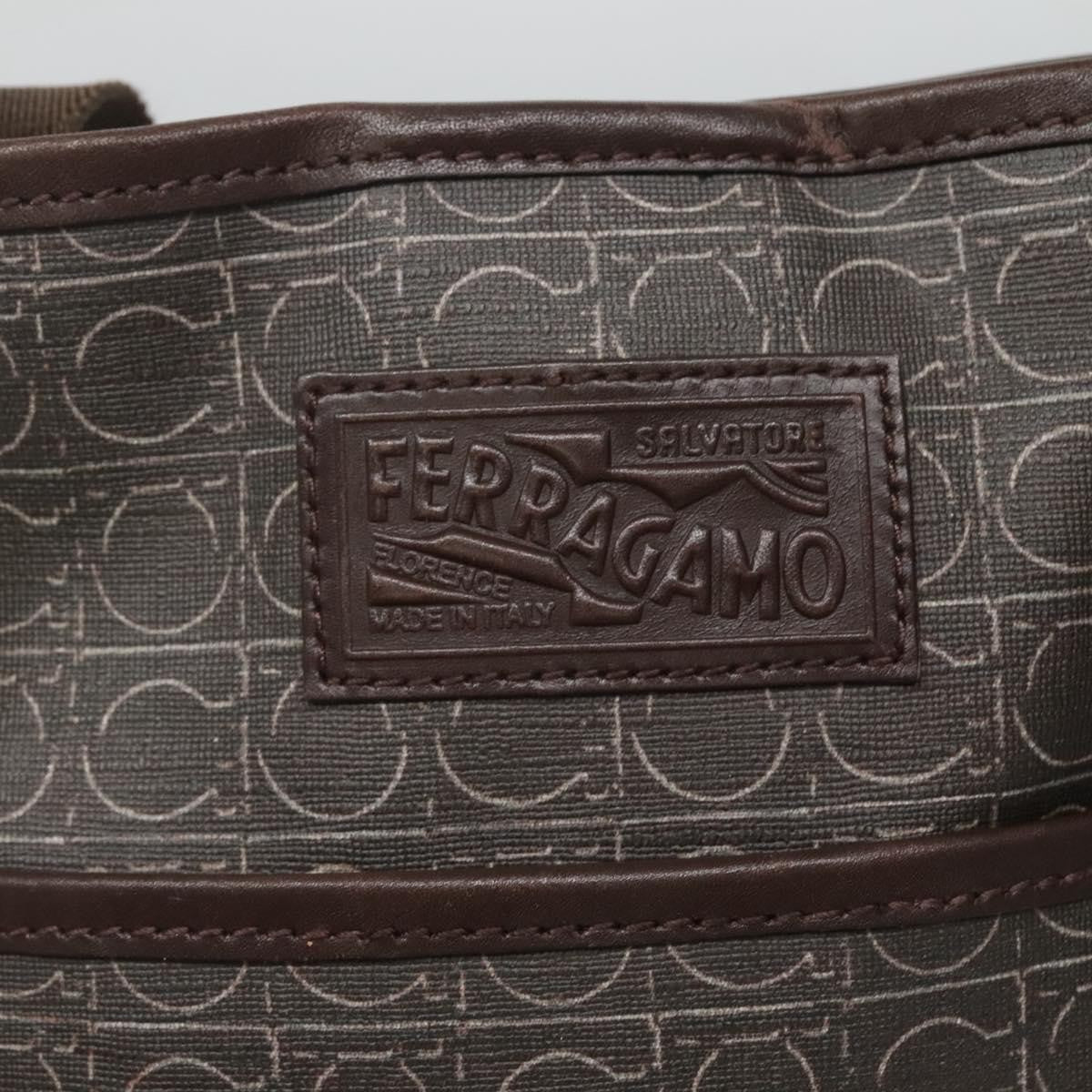 Salvatore Ferragamo Gancini Shoulder Bag Canvas, BROWN, CANVAS, Shoulder bag