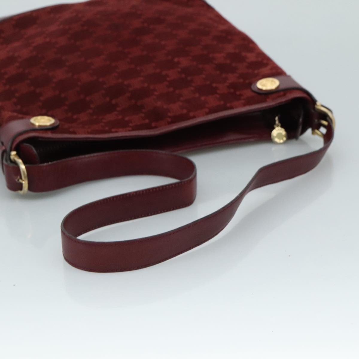 Celine Vintage Macadam Shoulder Bag Suede, RED, SUEDE, Shoulder bag
