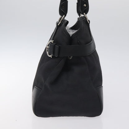 Salvatore Ferragamo Gancini handbag Nylon, BLACK, NYLON, Handbag