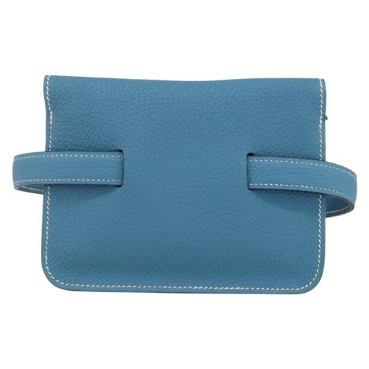 Hermes Pochette Green Waist Bag Leather, Blue, Leather, Shoulder Bag