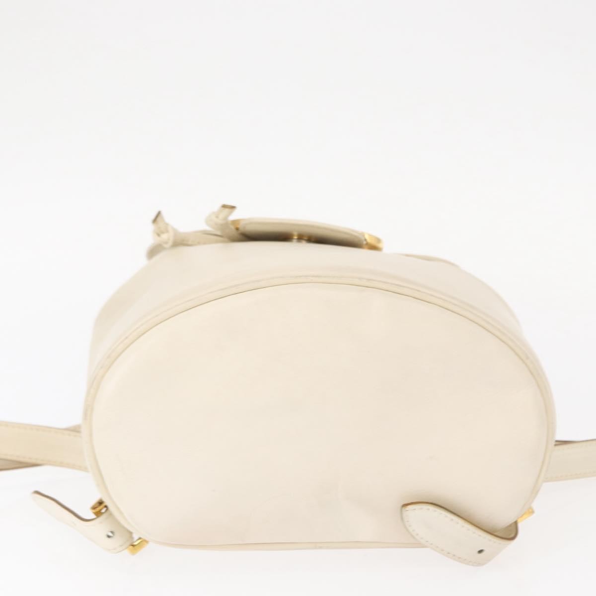 Salvatore Ferragamo Gancini Flap Drawstring Backpack Leather, WHITE, LEATHER, Backpack