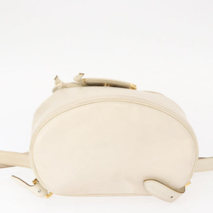 Salvatore Ferragamo Gancini Flap Drawstring Backpack Leather, WHITE, LEATHER, Backpack