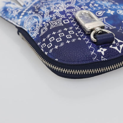 Louis Vuitton Key Pouch Bandana Monogram, BLUE, CANVAS, Wallets