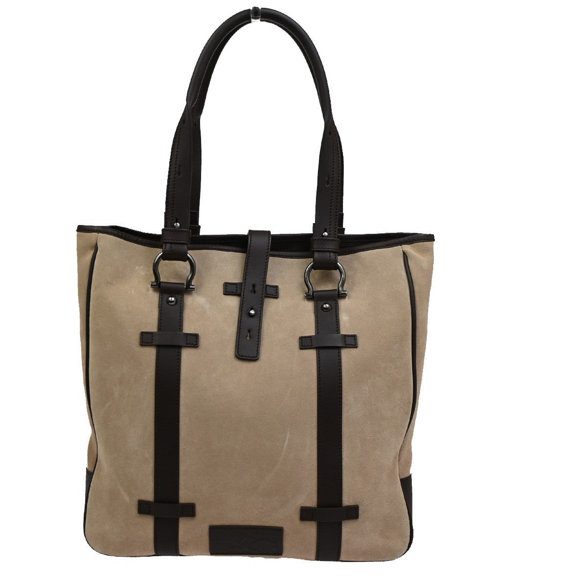 Salvatore Ferragamo Gancini Tote Suede, BROWN, SUEDE, Tote bag