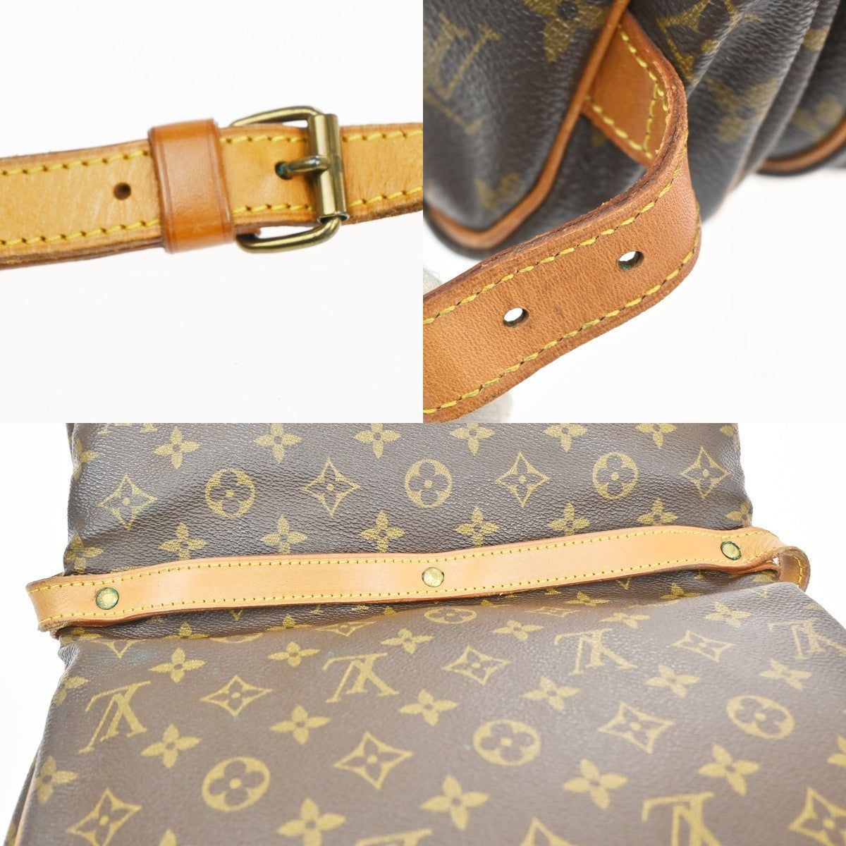 Louis Vuitton Saumur Handbag Monogram Canvas, Brown, Canvas, Shoulder Bag
