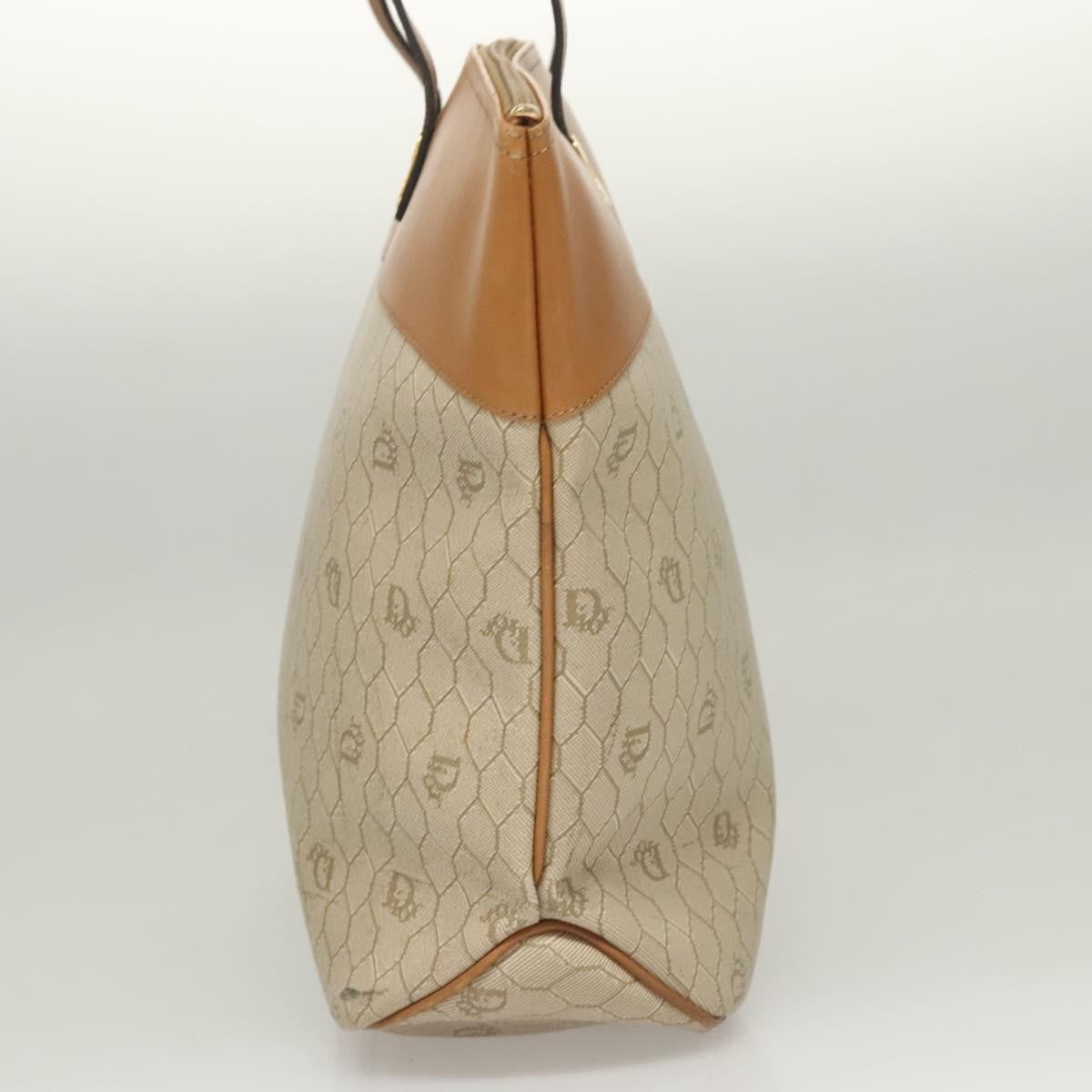 Christian Dior Vintage Honeycomb Tote Bag Canvas and Leather, BEIGE, CANVAS, Tote bag