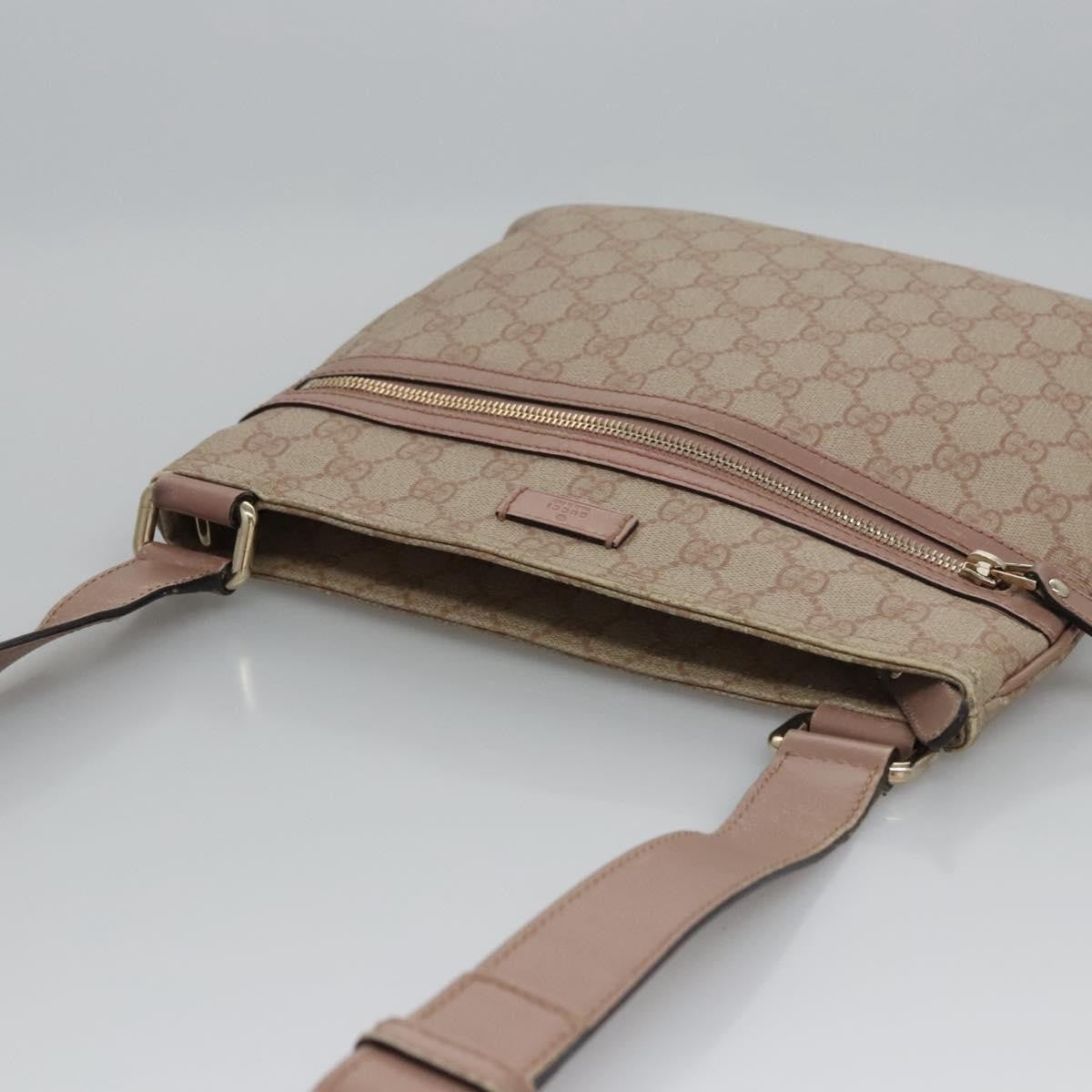 Gucci Front Zip Flat Messenger Bag GG Coated Canvas, BEIGE, CANVAS, Shoulder bag