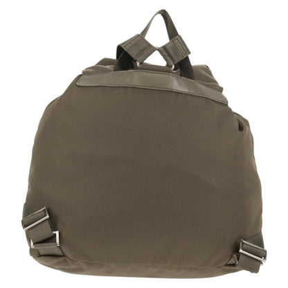 Prada Vela Double Front Pocket Backpack Tessuto with Saffiano Leather, GRAY, NYLON, Backpack