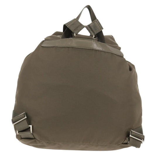 Prada Vela Double Front Pocket Backpack Tessuto with Saffiano Leather, GRAY, NYLON, Backpack
