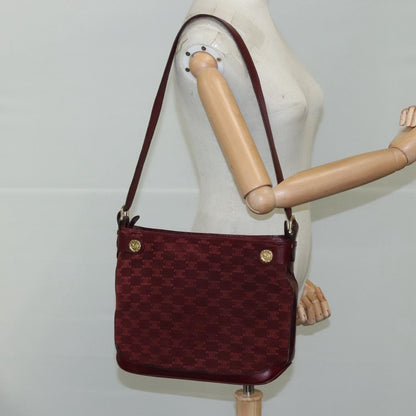 Celine Vintage Macadam Shoulder Bag Suede, RED, SUEDE, Shoulder bag
