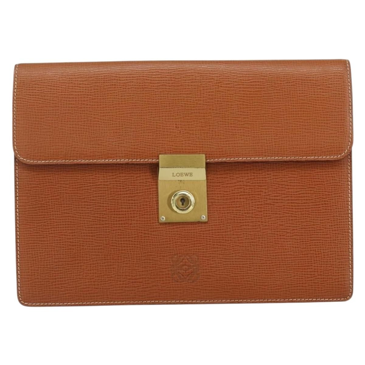 Loewe Anagram Clutch Bag Leather, BROWN, LEATHER, Clutche & pouche