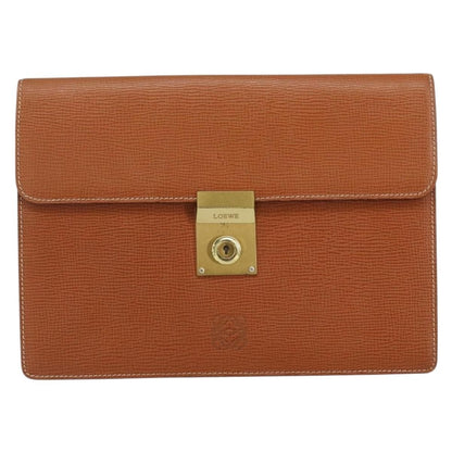 Loewe Anagram Clutch Bag Leather, BROWN, LEATHER, Clutche & pouche