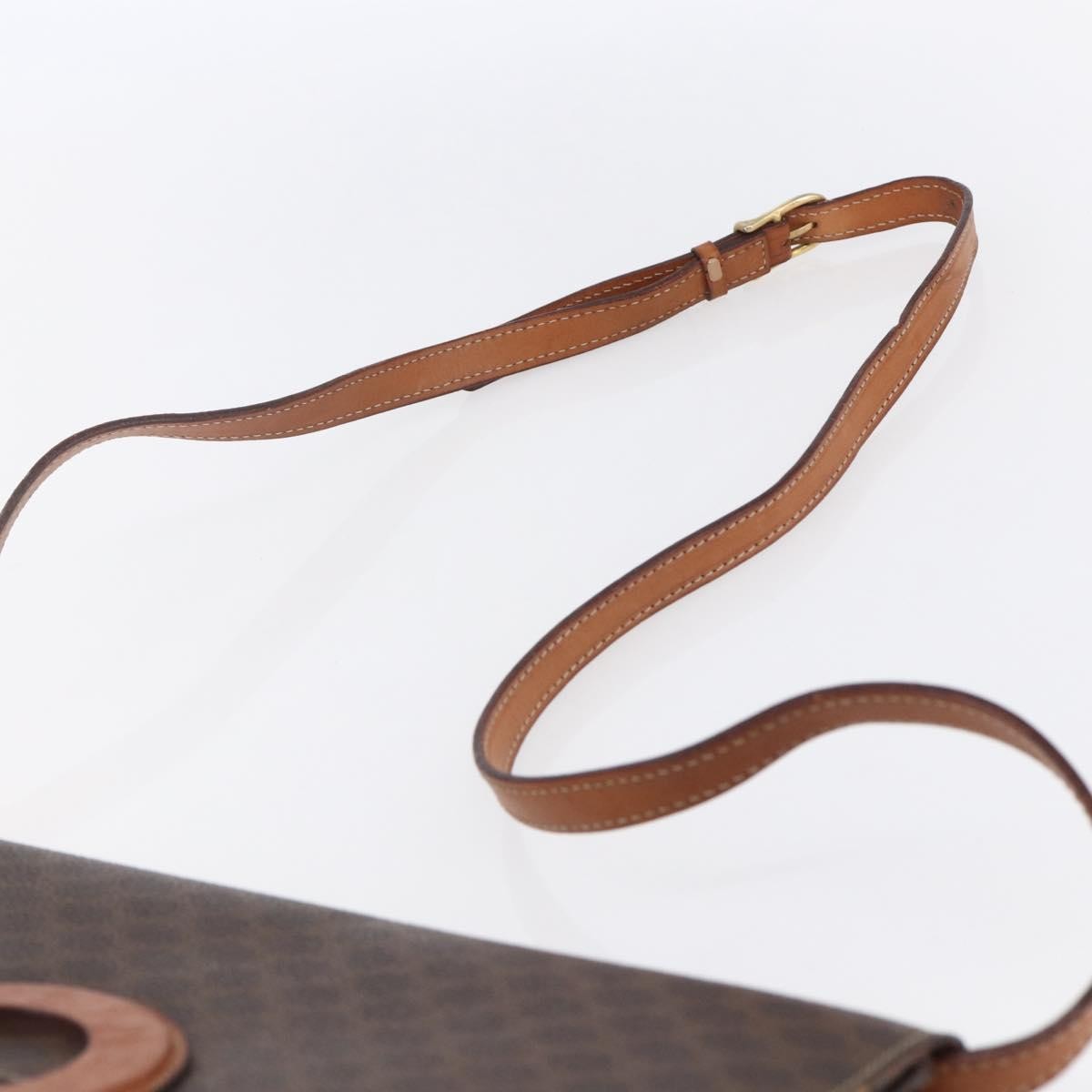 Celine Vintage Macadam Circle Logo Shoulder Bag Canvas and Leather, BROWN, CANVAS, Shoulder bag