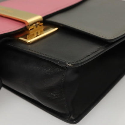 Prada Metal Ribbon Shoulder Bag City Calfskin, GRAY, LEATHER, Shoulder bag