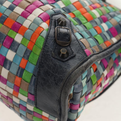 Balenciaga City Classic Studs Bag Woven Crocodile Embossed Leather, MULTICOLOUR, LEATHER, Handbag