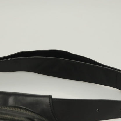 Bottega Veneta Utility Waist Bag Leather with Intrecciato, BLACK, LEATHER, Clutche & pouche