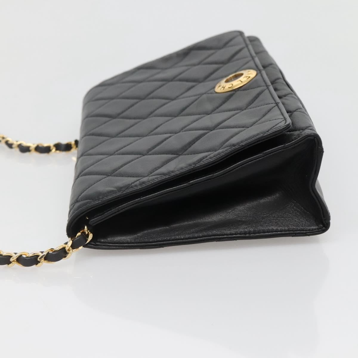 Chanel Vintage Full Flap Bag Quilted Lambskin, BLACK, LEATHER, Handbag