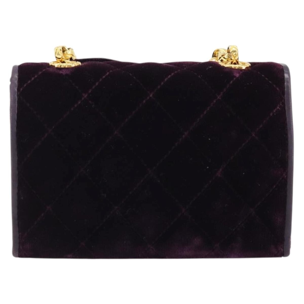 Chanel Wallet on Chain Quilted Velvet, Purple, Velvet, Handbag