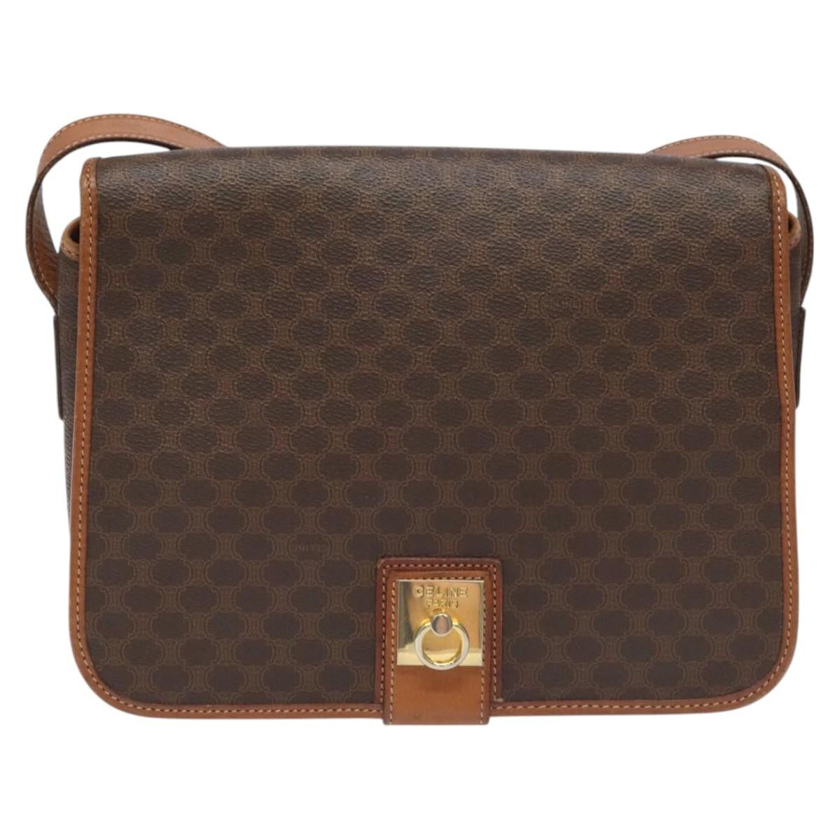 Celine Macadam Shoulder Bag PVC Leather, BROWN, CANVAS, Shoulder bag