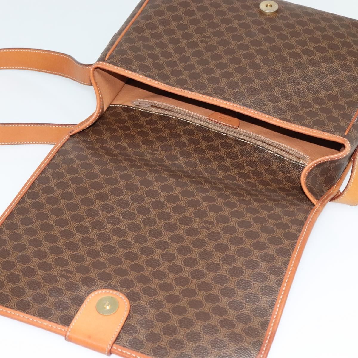 Celine Macadam Shoulder Bag PVC Leather, BROWN, CANVAS, Shoulder bag