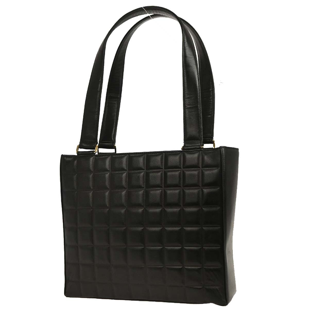 Chanel Chocolate Bar CC Tote Quilted Leather, BLACK, LEATHER, Tote bag