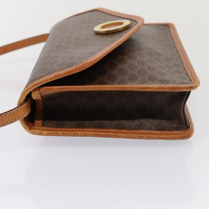 Celine Vintage Macadam Circle Logo Shoulder Bag Canvas and Leather, BROWN, CANVAS, Shoulder bag
