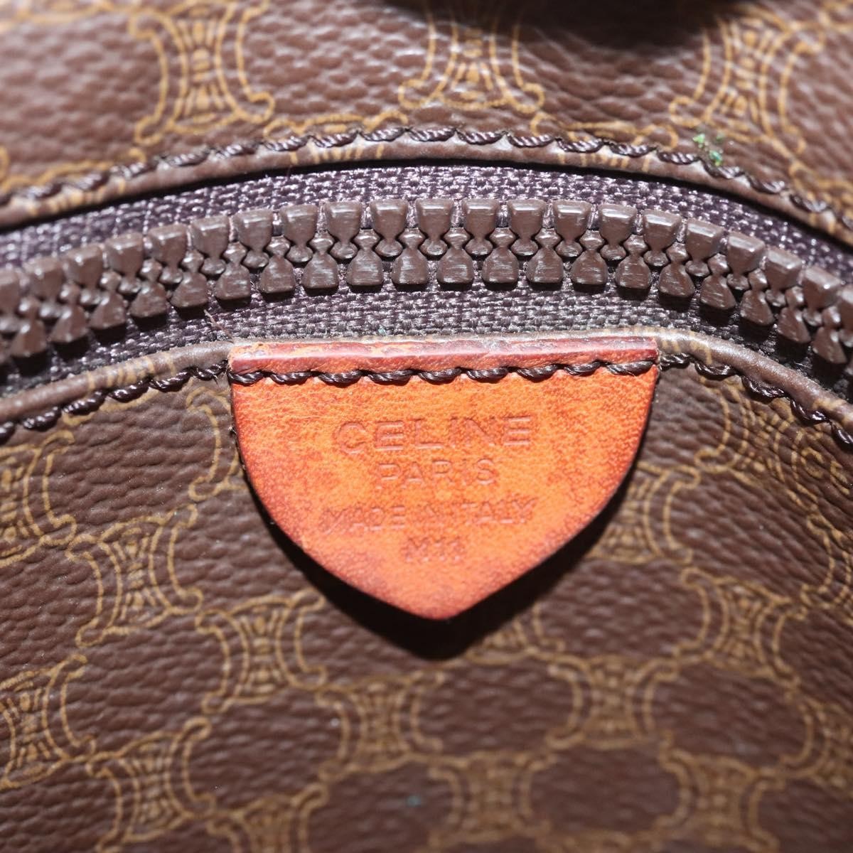 Celine Vintage Macadam Handbag Leather, BROWN, LEATHER, Handbag