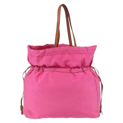 Prada Logo Drawstring Tote Tessuto, PINK, NYLON, Tote bag