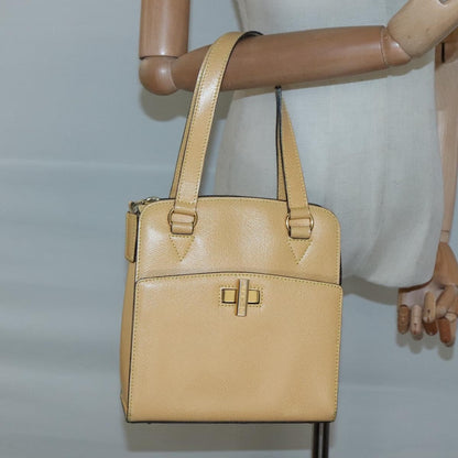 Celine Vintage turn lock shoulder bag Leather, YELLOW, LEATHER, Shoulder bag