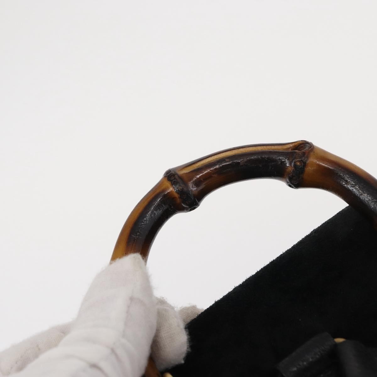 Gucci Vintage Bamboo Backpack Suede, BLACK, SUEDE, Backpack