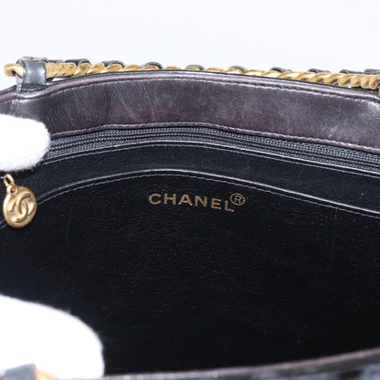 Chanel Chocolate bar tote Leather, BLACK, PATENT_LEATHER, Handbag
