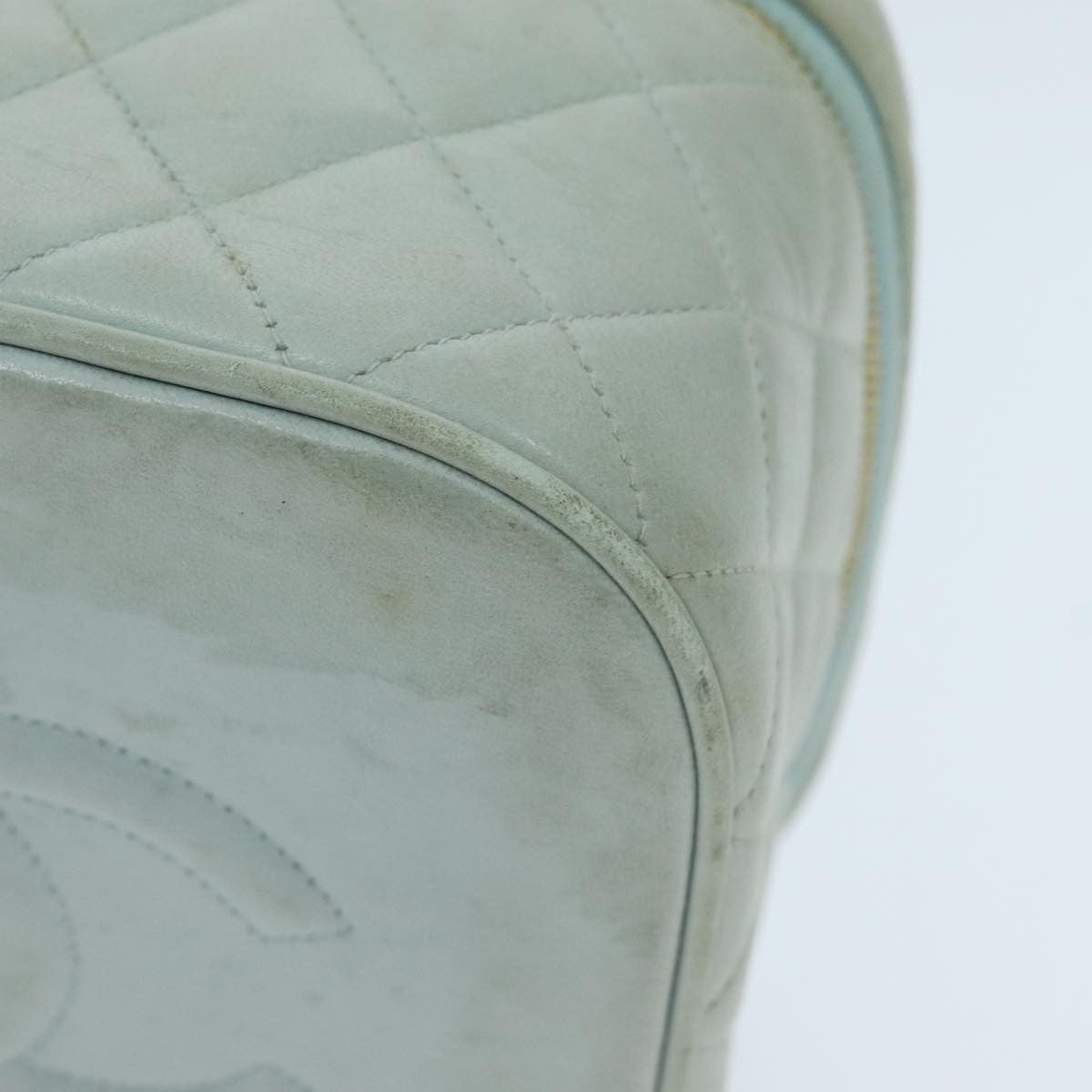 Chanel Cosmetic Case Quilted Lambskin, BLUE, LEATHER, Toiletry Case