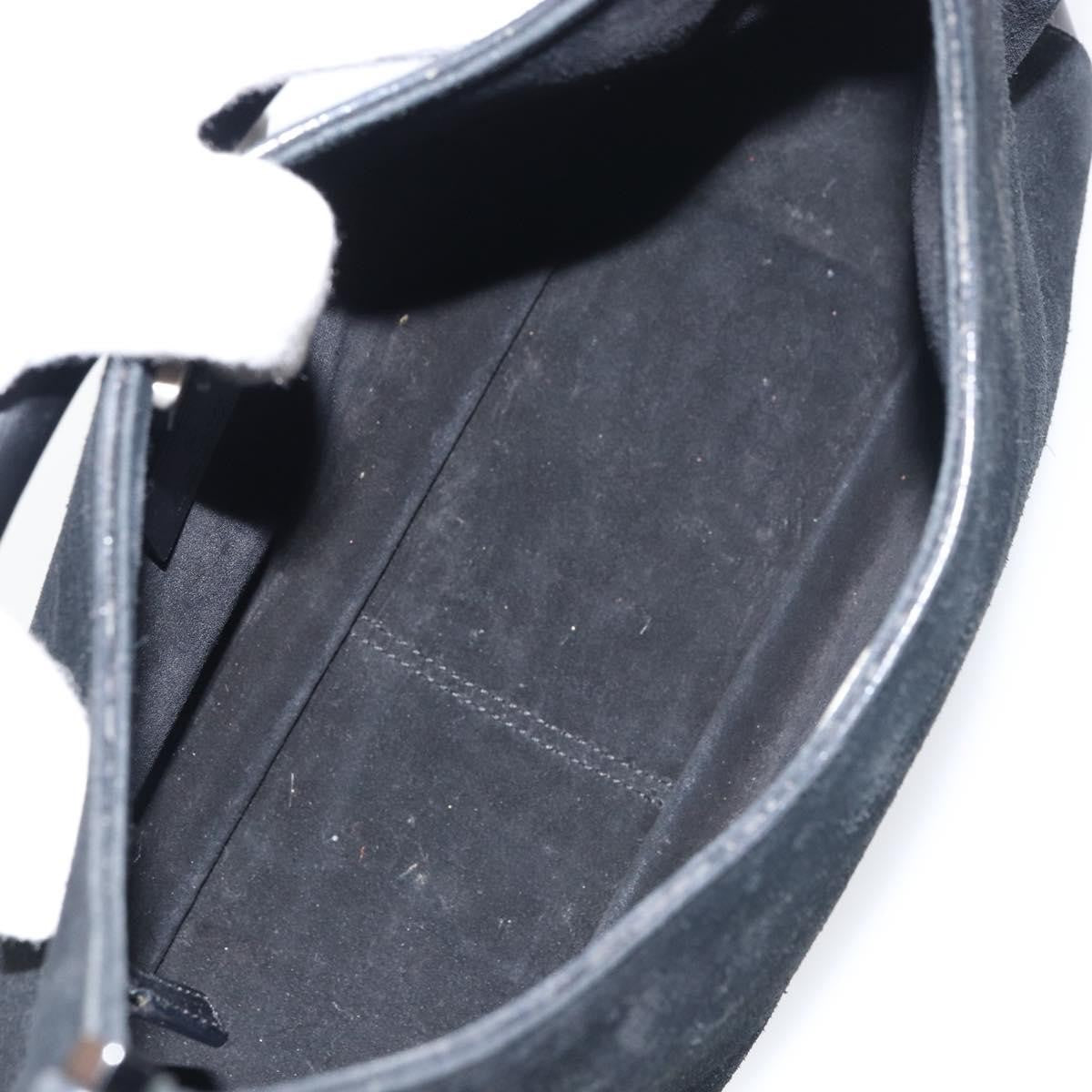 Gucci Vintage Bamboo Handle Bag Suede, BLACK, SUEDE, Handbag