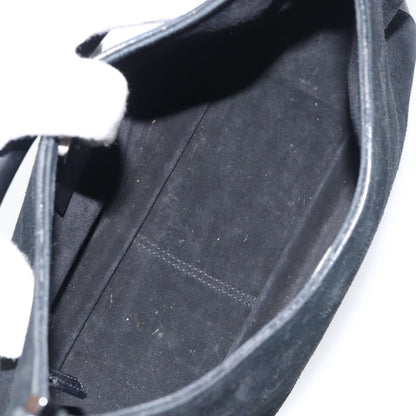 Gucci Vintage Bamboo Handle Bag Suede, BLACK, SUEDE, Handbag