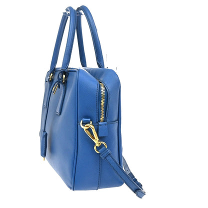 Prada Bauletto Bag Saffiano Leather, BLUE, LEATHER, Handbag